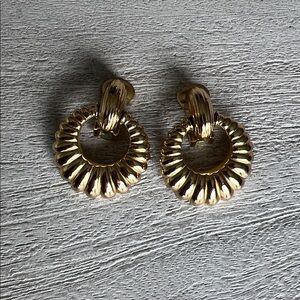 Christian Dior Vintage Gold Plater Door‎ Knocker Clip on Earrings
